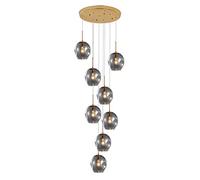 8-Lights Glass Balls Staise Chaner Modern Minimalist Pendant Light,Home Ceiling for High Ceilings Duplex Building Living Room Villa Staise-Smoke Gray lampshade 8 Light (Grey 6 Light)