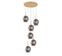 8-Lights Glass Balls Staise Chaner Modern Minimalist Pendant Light,Home Ceiling for High Ceilings Duplex Building Living Room Villa Staise-Smoke Gray lampshade 8 Light (Glass 8 light)