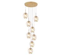 8-Lights Glass Balls Staise Chaner Modern Minimalist Pendant Light,Home Ceiling for High Ceilings Duplex Building Living Room Villa Staise-Smoke Gray lampshade 8 Light (Glass 6 Light)