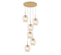 8-Lights Glass Balls Staise Chaner Modern Minimalist Pendant Light,Home Ceiling for High Ceilings Duplex Building Living Room Villa Staise-Smoke Gray lampshade 8 Light (Transparent Shade 8 light)