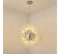 8-Lights Nordic Modern Sputnik Chandelier Dandelion Pendant Lamp, Creative Firework LED Light Stainless Steel Crystal Pendant Lighting LED Globe Living Room G9 Firework Ceiling Hanging Lamp vision
