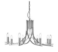 8 Lights Satin Silver Finish Arms Ceiling Pendant Light with Clear Glass Sconces