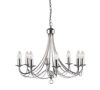 8 Lights Satin Silver Finish Ceiling Fitting Pendant Light with Candle Holders