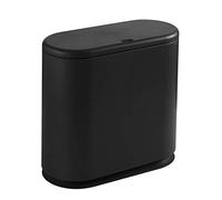 8 Liters / 2.6 Gallon Nordic Style Creative Spring Top Cover Type Pop Cover Waste Waste-Basket Plastic with lid Bathroom Kitchen Bedroom Office Oval Split Trash Can (Black)