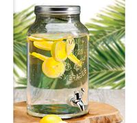 Glass 5.5 Litre Beverage Dispenser Screw Lid Drinks Jug Spout Tap Picnic Party