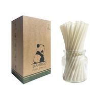 8" Long Biodegradable Bamboo Fiber Straws - Pack of 200 Durable Natrual Bamboo Disposable Drinking Straws for Hot & Cold Drinks