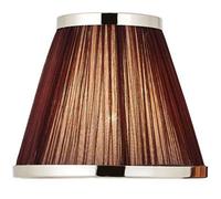 8" Luxury Round Tapered Lamp Shade Brown Pleated Organza Fabric & Bright Nickel