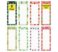 8 Magnetic Notepads - Notepads for Grocery List, Shopping List, To-Do List, Reminders -Strong Magnetic Back- Memo Notepad with Realistic Fruit Designs | 25 Sheets per Pad 7.5 x 3.5 inch (8 Pack)
