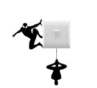 8 Man in a Spider Superhero Costume Small Light Switch Stickers/Cars/Laptop/Water Bottles/Wall Decal (Black)