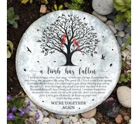 8'' Memorial Garden Stone with Acrylic Stand & Sunflower Sympathy Card, Bereavement Gift for Loss of Loved One Outside, Weatherproof Grave Markers for Cemetery, Cardinal A Limb Has Fallen Plaque HS8-8