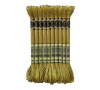 8 Meters 12 Strands Metallic Embroidery Floss Cross Stitch Needlework Thread, Metallic Dk Gold, 10 Skeins