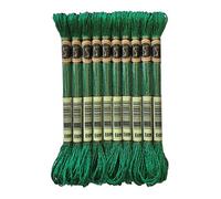 8 Meters 12 Strands Metallic Embroidery Floss Cross Stitch Needlework Thread, Metallic Green, 10 Skeins