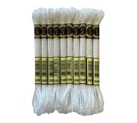 8 Meters 12 Strands Metallic Embroidery Floss Cross Stitch Needlework Thread, Metallic White, 10 Skeins