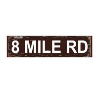 8 MILE RD Decor Rustic Street Metal Sign for Home Patio Garden Bar Farm House Garage Wall Decor Brown Tin Signs 4x16 Inch