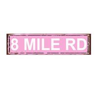 8 MILE RD Decor Rustic Street Metal Sign for Home Patio Garden Bar Farm House Garage Wall Decor Pink Tin Signs 4x16 Inch