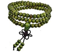 8 mm Natural Sandan Buddhism Buddhist Meditation 108 Wooden Beads Prayer Beads Mara Bracelet Women Male (Green) Nice