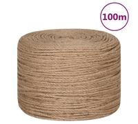 'vidaXL Natural Jute Rope - 100m Long 8mm Thick - Versatile for Arts and Crafts, Gardening, Decorations, Wrapping and Bundling'.