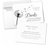 8 Mourning Thank You Cards Fillable with Envelope - Thank You Sympathy Cards Postcards After Funeral to Fill in with Text Motif Dandelion Dandelion
