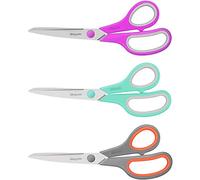 8" Multipurpose Scissors 3 Pack with Ultra Sharp Blades, Comfort-Grip Handles, Sturdy for School Home Office Art Craft Sewing Tailor Heavy Duty
