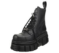 New Rock Leather Combat Tower Boots- M-NEWMILI083-S21 New Rock Black 8
