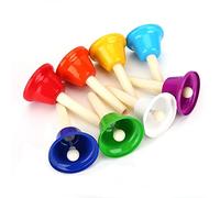 8-Note Colorful Metal Hand Bells Set, Musical Instrument Toy for Educational Music Handbells in Major C to C for Classroom Daycare Home Learning