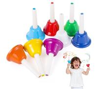 8 Note Hand Bells, Colorful Metal Hand Bells Set for Little Ones, Diatonic Musical Handbells, Percussion Instrument Toys for Music Teaching, Church Chorus, Festival, Family Party