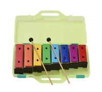 8 Note Xylophone Colorful Glockenspiel Removable Metal Plates Resonator Bells With Plastic Mallets Green Case