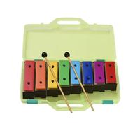 8 Note Xylophone Colorful Glockenspiel Removable Metal Plates Resonator With Plastic Mallets Green Case