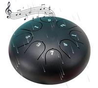 8 Notes, 6 Inch Chakra Rain Drum, Rain Drum for Garden, Creates a Peaceful and Charming Atmosphere in the Garden, Steel Tongue Drum, Rain Bell, Musical Instrument (Black, 6 Inches)