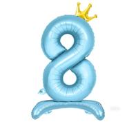 8 Number Balloons, Standing Number 8 Balloon 32"/81cm 8th Birthday Decorations for Boys Blue Foil 8 Balloon 8th Birthday Balloons