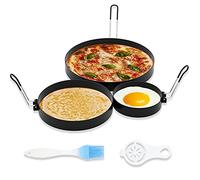8" Omelet Ring, 6" Pancake Ring, 3.5" Egg Ring for Griddle Frying Eggs (Upgrade Large 3 Pack Stainless Steel Non Stick Round Cooking Rings Molds with Oil Brush and Egg Separator)