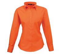 Premier Womens/Ladies Poplin Long-Sleeved Blouse (Orange) - Size 8 UK