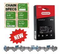 8" OREGON 91PXL033 Chainsaw Chain 3/8" .050" 1.3mm 33% Longer Teeth than 91PX033