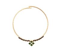 8 Other Reasons Wicked Elphie Choker - Single Row Cushion Stud Choker with Green Crystal Centerpiece, 14K Gold Plated Brass Jewelry