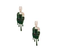 8 Other Reasons Wicked Flying Free Droplet Earring - Emerald Teardrop Encased in Resin-Style Frame, Rhodium Plated Brass Jewelry