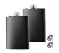 8 Oz & 12 Oz Stainless Steel Hip Flask Set with 2 Funnels, Leakproof Alcohol Flasks for Men and Women, Ideal for Camping, Hiking, Festivals, Classic Design (Matte Black)
