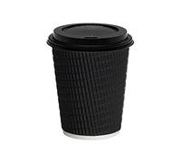 8 oz Black Ripple cups with Black lids x 100