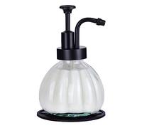 8 Oz Glass Soap Dispenser for Kitchen and Bathroom Countertop, Smooth Action Pump Refillable Wash Hand Liquid, Dish Detergent, Farmhouse Style with Pumpkin Shape Shampoo Lotion Pump