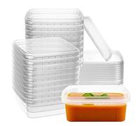 8-oz. Square Clear Deli Containers with Lids | Stackable, Tamper-Proof BPA-Free Food Storage Containers | Recyclable Space Saver Airtight Container for Kitchen Storage, Meal Prep, Take Out | 20 Pack