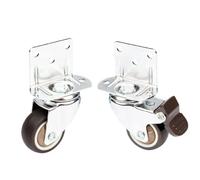 8-Pack 1.5" Mute Swivel Caster Wheels with Brake - Soft Rubber Universal Castors for Moving Furniture Chairs Cribs Cabinets and Workbenches - Heavy Duty and Durable