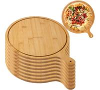 8 Pack 12 INCH Wooden Pizza Natural Bamboo Pizza Board, Lightweight Tray With Handles For Pizza Making, Storage, Transfer