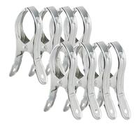 8 Pack 12cm Beach Towel Clips, Large Stainless Steel Sunbed Towel Pegs Laundry Clip Clamps Hanging Clothes Pegs Quilt Clothespins for Heavy Clothing(Silver)