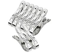 8 Pack 12cm Stainless Steel Beach Towel Clips, Heavy Duty Clamps for Sunbeds and Loungers, Strong Towel Pegs for Hanging Laundry, Quilts and Clothes Outdoors (Silver)