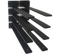 8 Pack - 14 inch Black Hidden L Shelf Bracket (1/5 Inch Thicked) Iron Floating Shelf Brackets Rustic Industrial Metal Brackets for Shelf Support