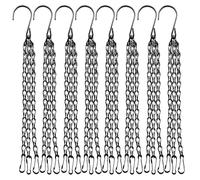 8 Pack 19.6（50cm） Inch Hanging Basket Chains 3 Point Black Metal Hanging Chains with Hooks for Plant Flower Pot Basket, Replacement Chain Hangers for Lantern, Bird Feeder, Planter, Indoor and Outdoor