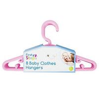 8 PACK 23CM SMALL BABY & TODDLER CLOTHES HANGERS PINK
