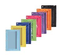 8 Pack 3 Ring Zipper Pencil Pouch Colorful Fabric Pencil Case Sturdy and Pouch with Clear