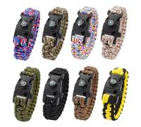 8 Pack 3in1 Emergency Survival Bracelet with Whistle and Compass,Survival Kit,Wild Camping Equipment Kit,Wildness Emergency Survival Kit for Camping,Outdoor Travel, Hiking, Emergency Survival Or First