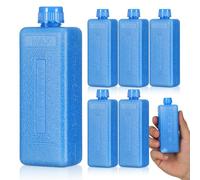 8 Pack 4.52 Inch Reusable Mini Ice Packs Slim Freezer Blocks for Air Cooler Lunch Box Cooler Bag Leak Proof Lasting Ice Crystal Boxes for Camping Fishing Picnic