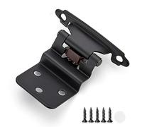 8 Pack 4 Pair Black Cabinet Hinges - 3/8 inch Inset Kitchen Cabinet Hinges, Semi-Concealed Hinges, Self Closing Cabinet Door Hinges with Door Bumper Flush Face Mount Cupboard Hardware